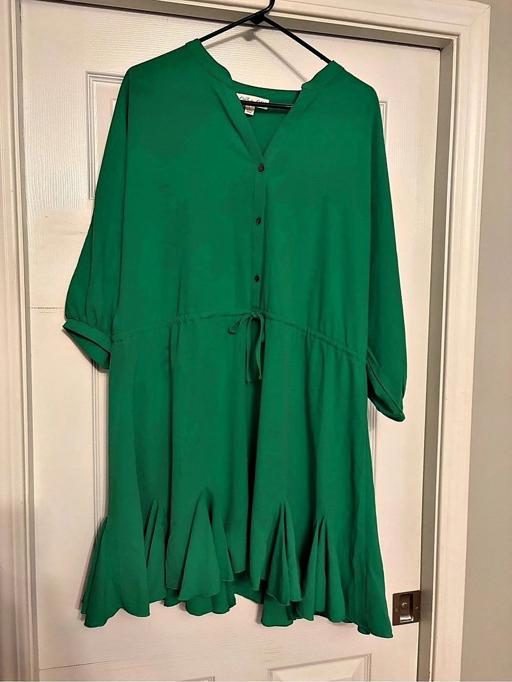 SHE + SKY Green Ruffle Mini Dress Like New